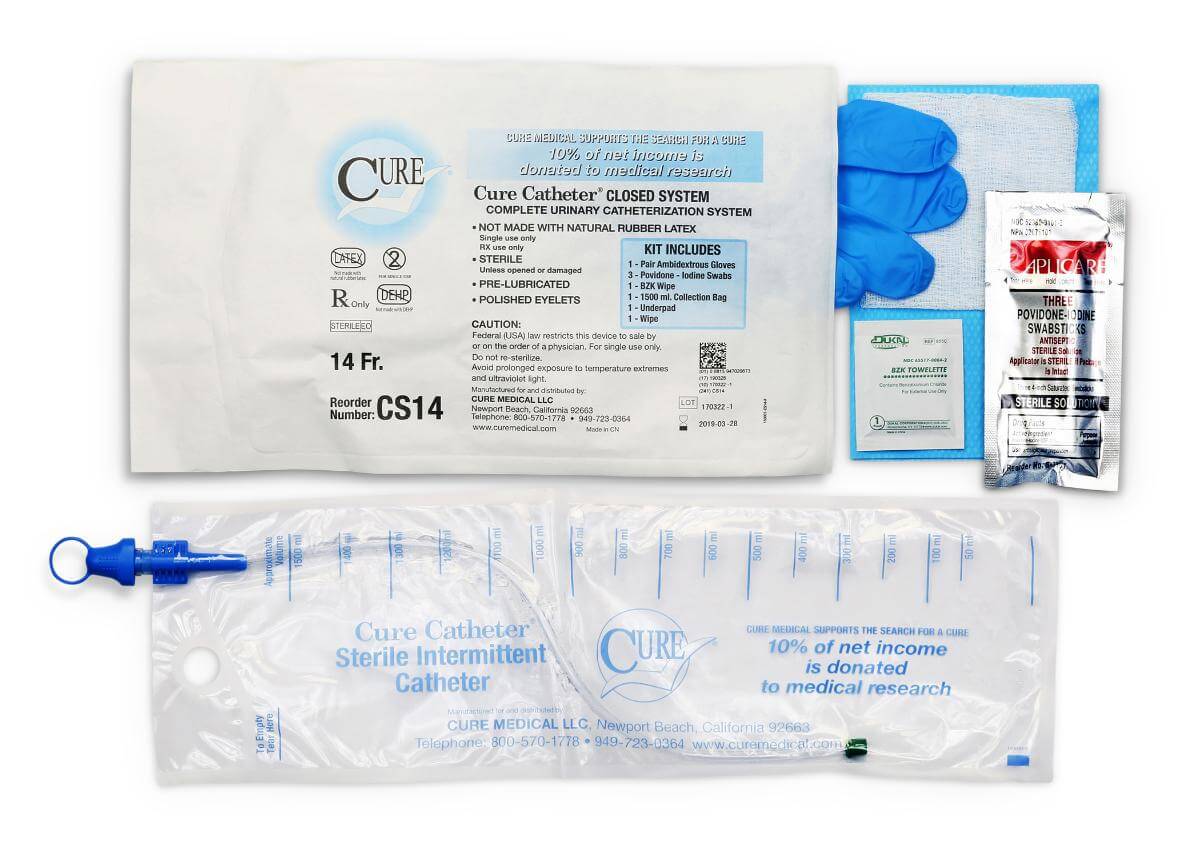 Cure Catheter® Closed System, Straight with Integrated 1500 mL Collection Bag-image