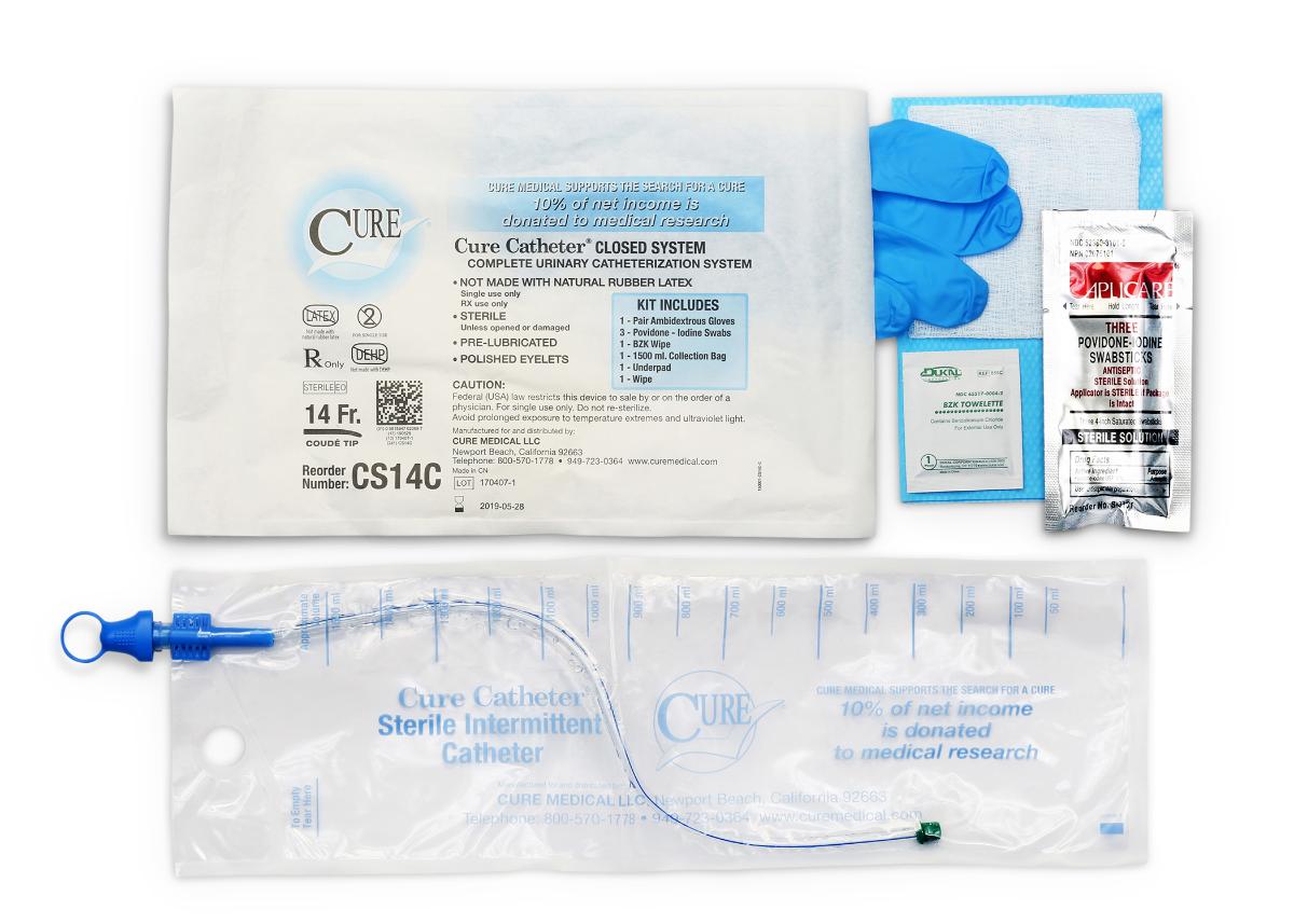 Cure Catheter® Closed System, Coude with Integrated 1500 mL Collection Bag-image