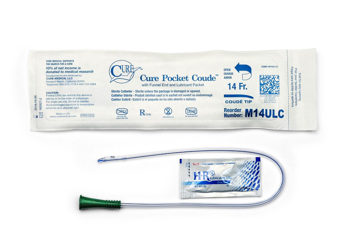 Cure Medical® Pocket Catheter, Male, Coude with lubricant-image